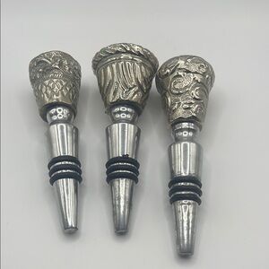 Silver Wine Bottle Stoppers‎ Set of 3 Vintage